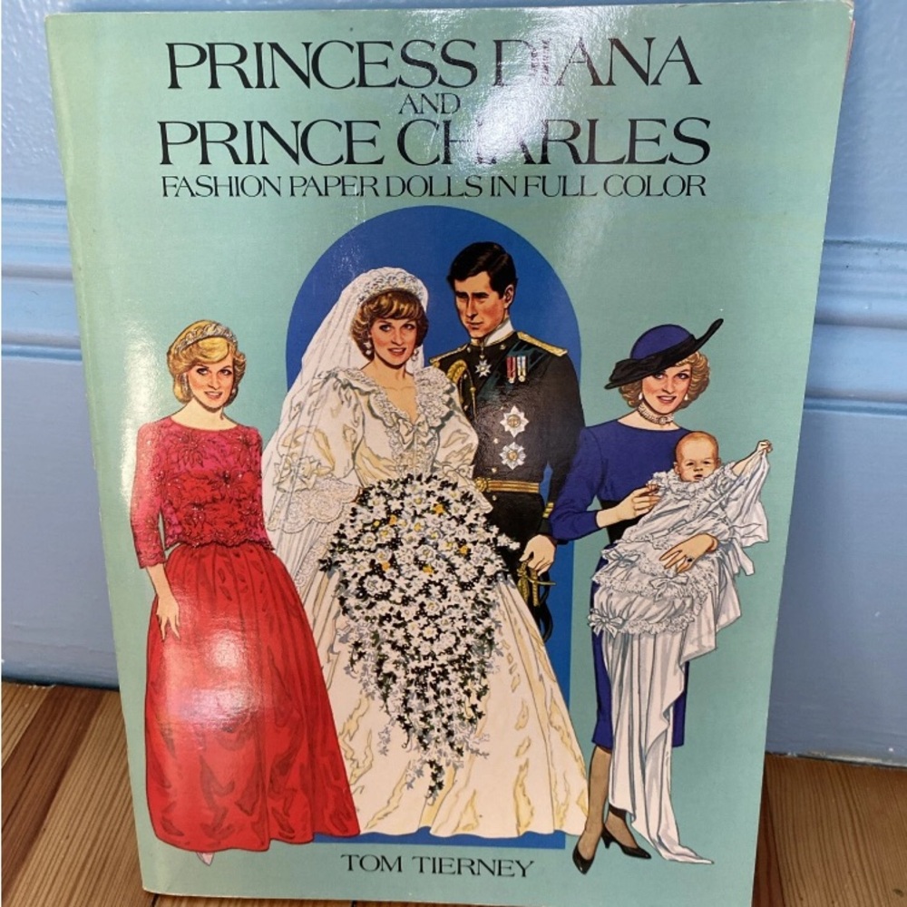 Princess Diana & Prince Charles Fashion Paper Dolls in Full Color Vintage Book
